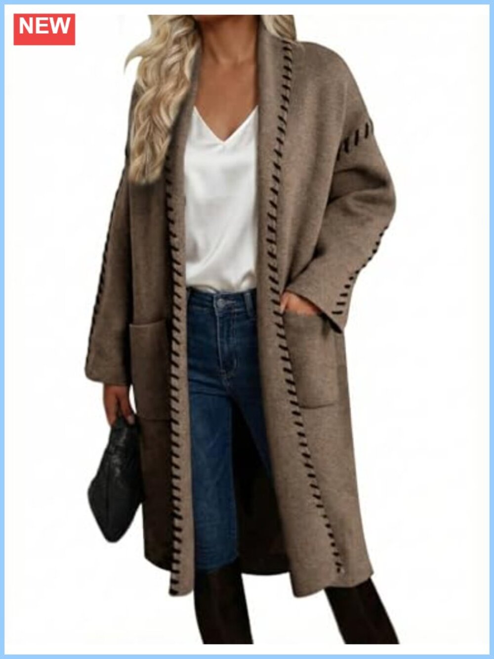 Oversized Chunky Knit Long Cardigan with Pockets